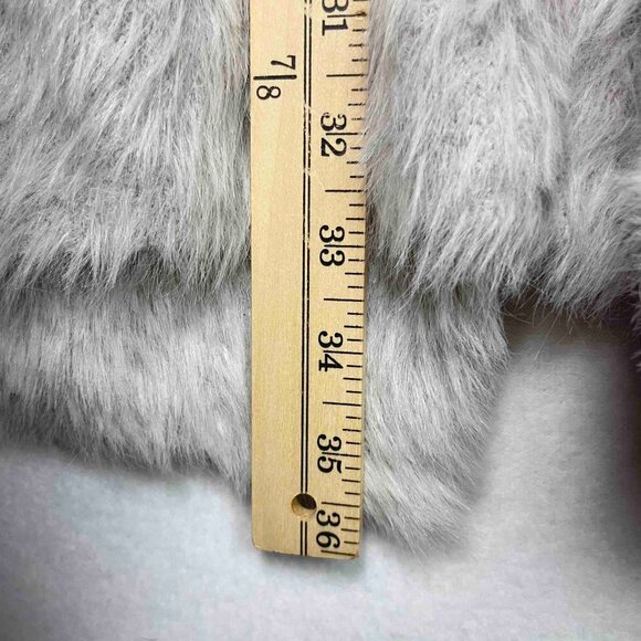 Free People Cozy Fuzzy Faux Fur Cardigan in Silver Cloud Womens Size L - Picture 9 of 10